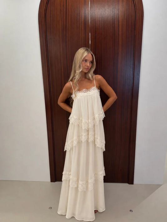 Joyce Lace Tiered maxi dress