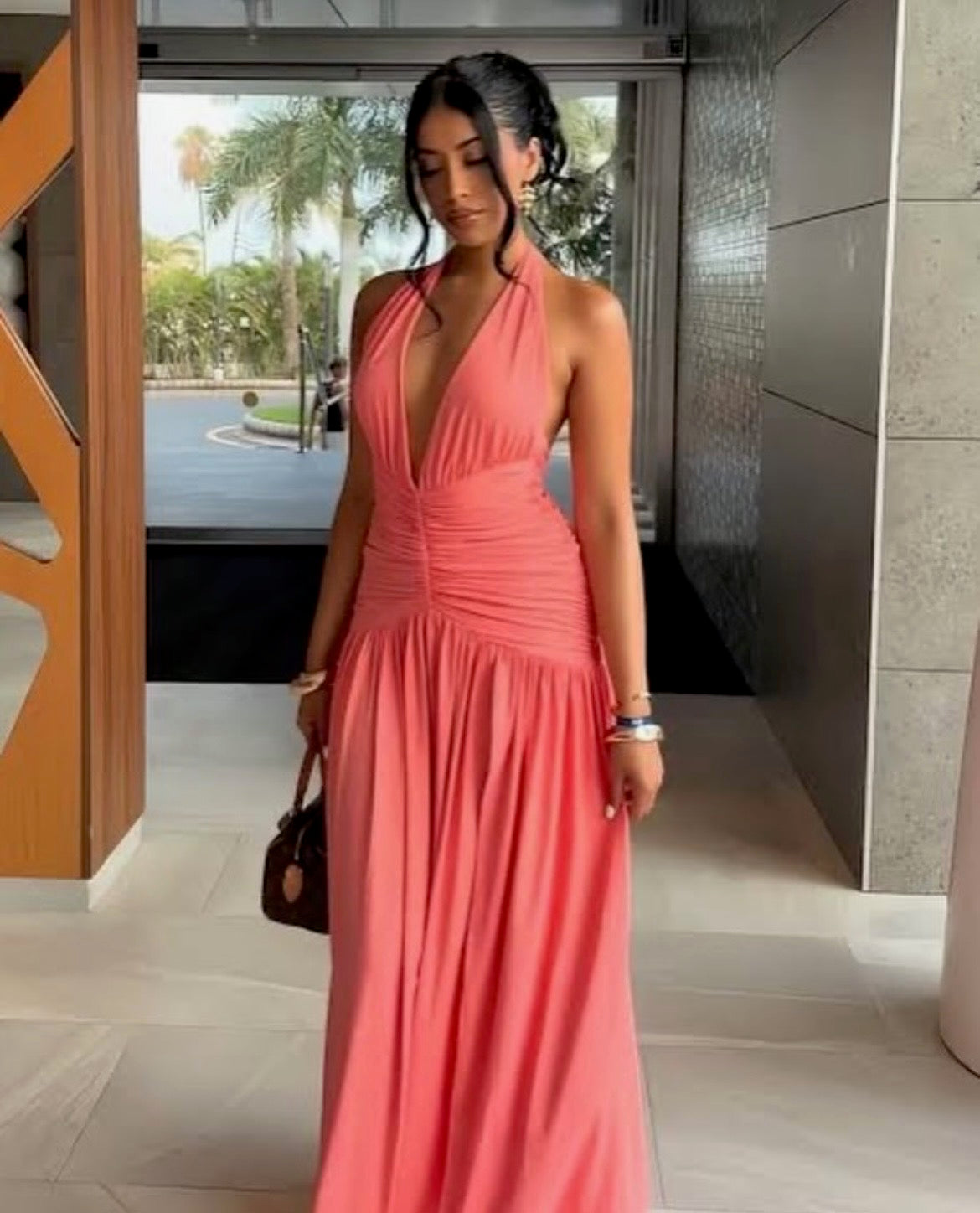 Melania maxi dress in Coral