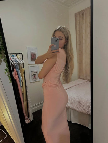 Plunge maxi dress in Pink