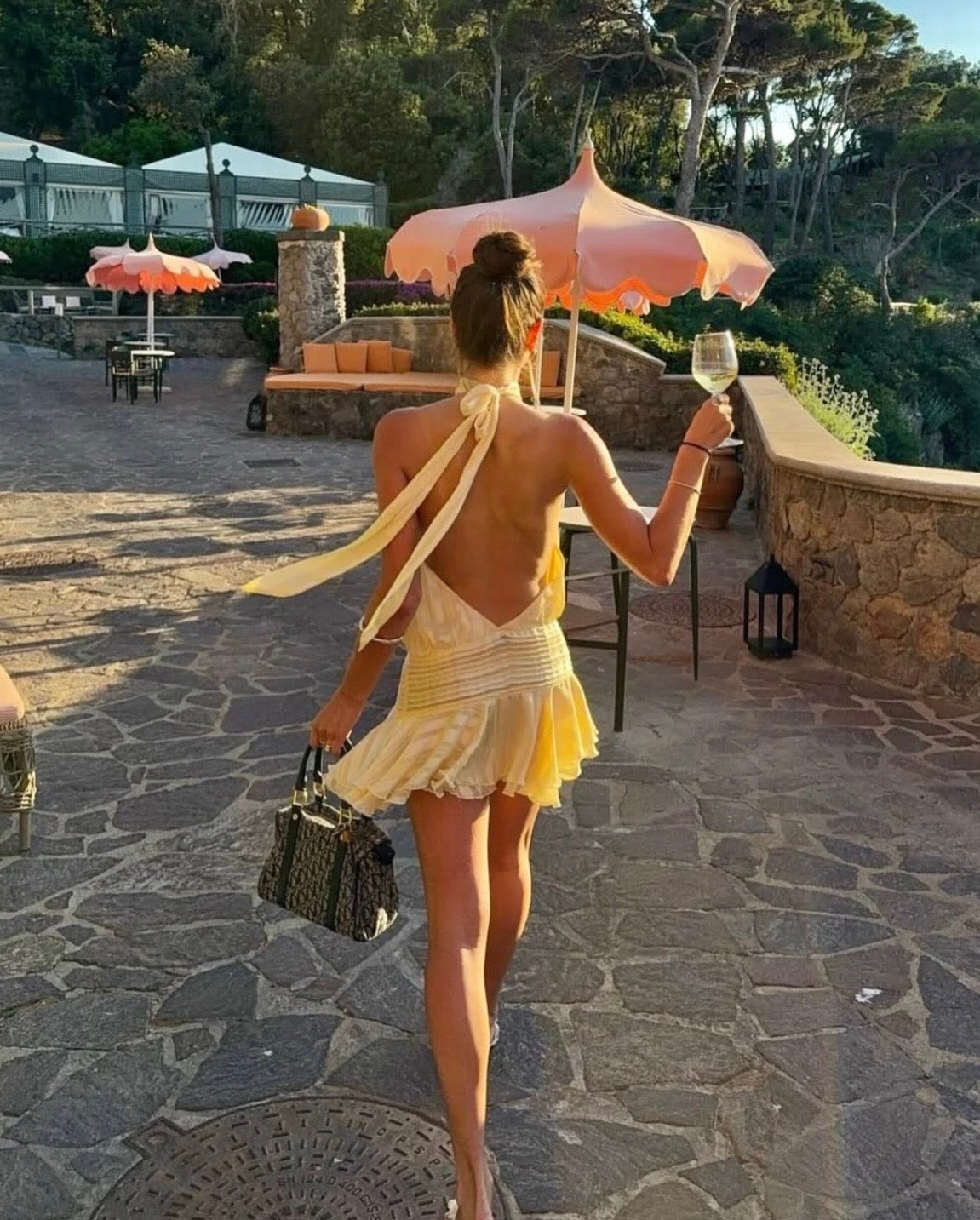 Chiffon mini dress in Yellow