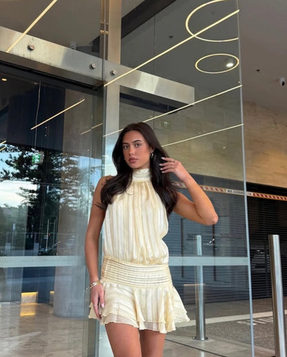 Chiffon mini dress in Yellow
