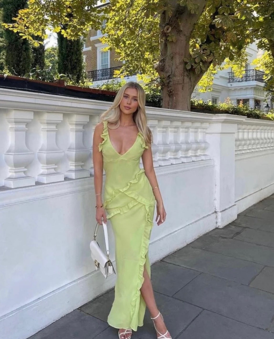 Pixie Lime Ruffle maxi dress