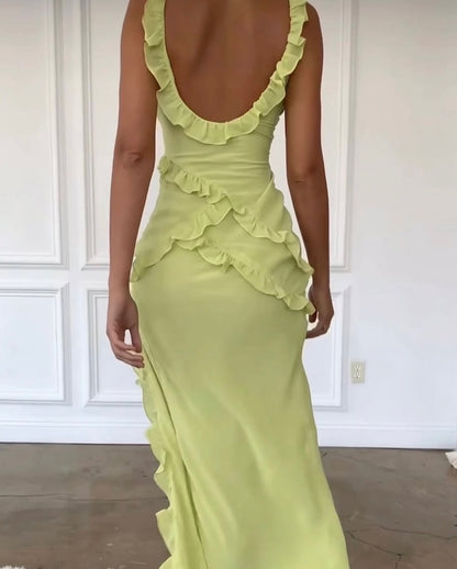 Pixie Lime Ruffle maxi dress