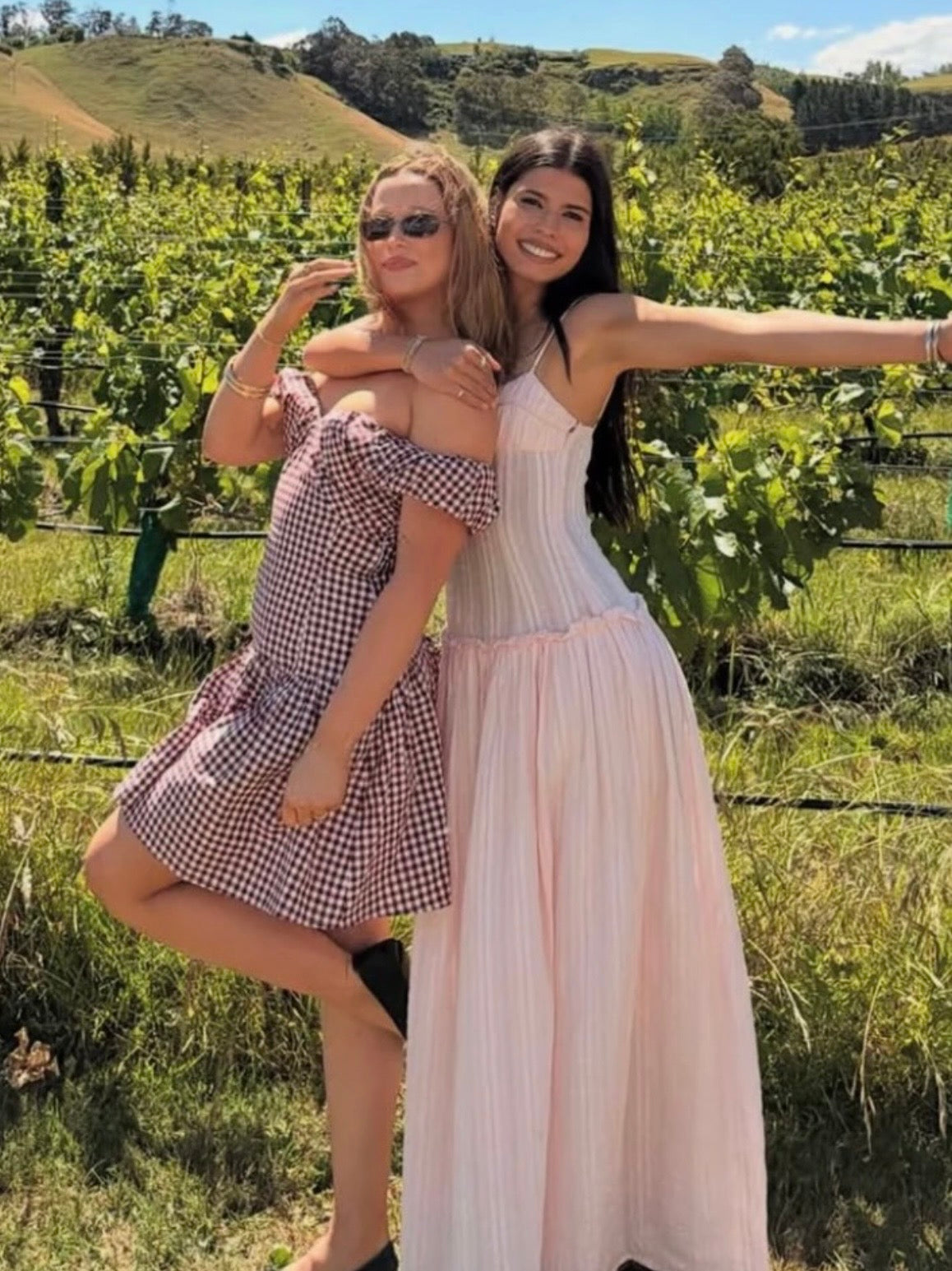 Jacinda Drop Waist maxi dress in Pink
