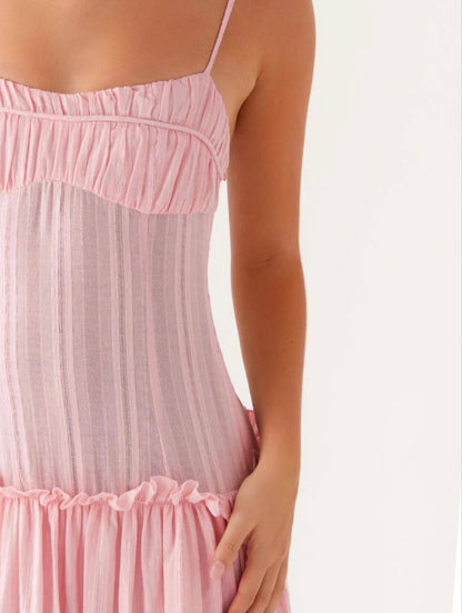 Jacinda Drop Waist maxi dress in Pink