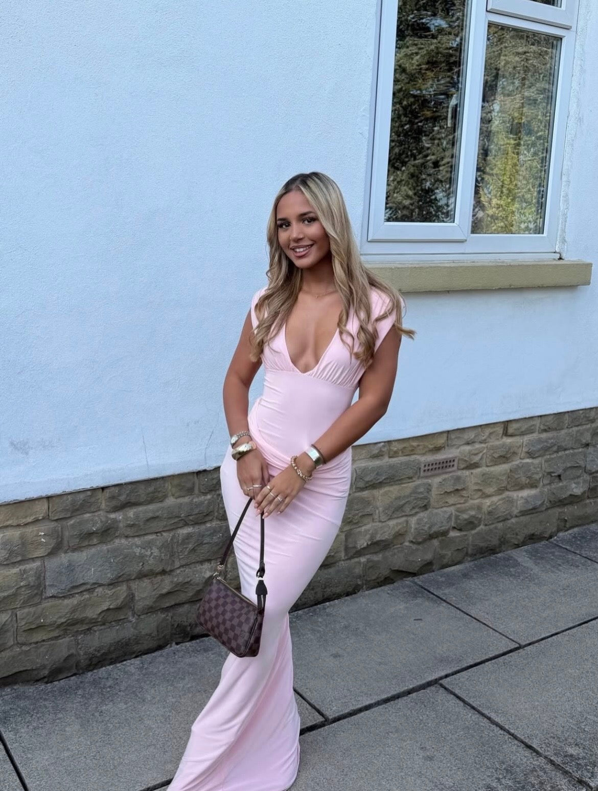 Plunge maxi dress in Pink