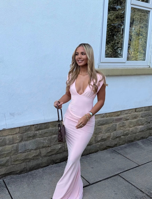 Plunge maxi dress in Pink