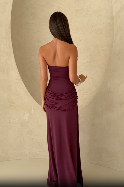 Make You Regret Strapless maxi dress in Mauve