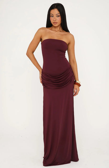 Make You Regret Strapless maxi dress in Mauve
